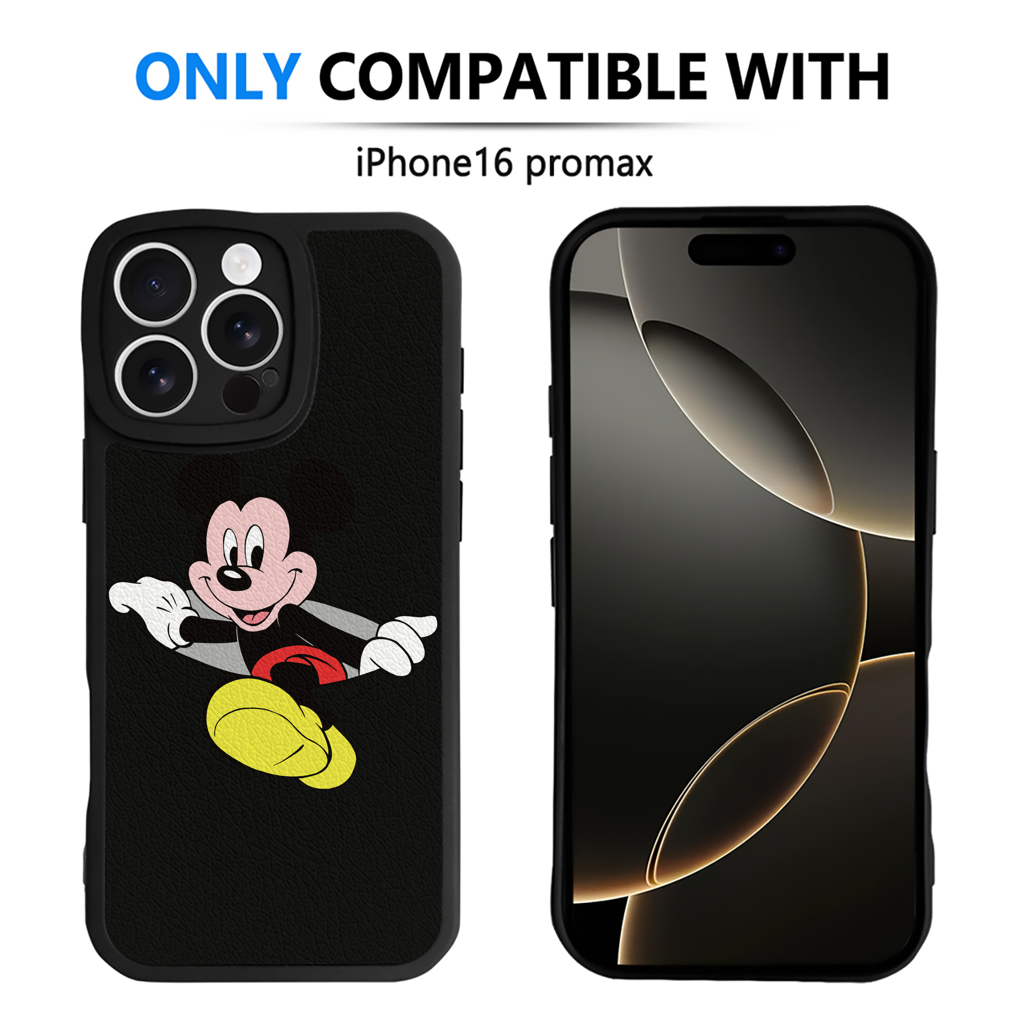 （画像用） ミッキーマウス Mickey Mouse 【iPhone 16シリーズ対応】シリコンスマホケース（レザー調） 材質：シリコン